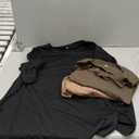 Huukeay 3 Pack Women's Oversized Gym T Shirts Short Sleeve Side Split Crewneck Tops Casual Summer Workout Baggy Basic Tee (XX-Large, Black, Army Green, Coffee)