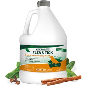 Vets Best Flea and Tick Home Spray  Plant-Based Flea and Tick Treatment for Dogs and Indoor Use  Natural Essential Oil Spray for Flea Control in The Home  Made in USA  96 oz Refill