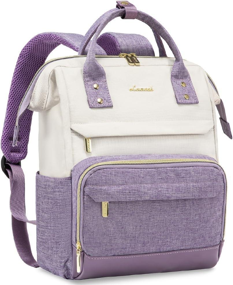 LOVEVOOK Mini Backpack for Women, Cute Small Backpacks Purse, Fashion Bag for Work Travel Gift, Lightweight Daypack, White-Purple (13inch, Beige-taro Purple)
