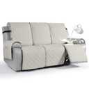 VANSOFY Waterproof Recliner Couch Covers, Sofa Covers Non-Slip 1-Piece Washable Reclining Sofa Cover Furniture Protector with Elastic Straps Pocket for Dogs, Pets (Beige,3 Seater)