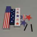 Cochie 4th of July Decorations Set, Red White Blue Decor, Wooden Patriotic Memorial Day Tiered Tray Decor, Labor Day Decorations, Fourth of July Decoration for Home Office Table (Flag Retro)