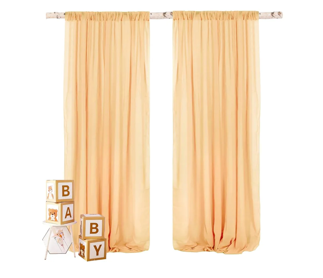 Backdrop Wedding Chiffon Drapes for Bridal Shower Baby Shower Birthday Photo Backdrop Curtain Decorations - 2 Panels 96"x48"