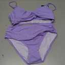 ZAFUL Women High Waisted Bikini Sets Two Piece Swimsuit Push Up Twist Front Ruched Bathing Suit (Purple, S)
