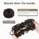 BARSDAR 100% Human Hair Bun Extension - Real Human Hair Dark Brown Messy Bun Scrunchie for Women - Elastic Wavy Brown Updo Extensions Thick Soft Fluffy Natural Looking Chignons Hairpieces Daily, 2#