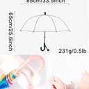ThreeH Childrens Clear Bubble Umbrella 8 Fiber Ribs Arched Manual Open Cute Cartoon Rainbow Canopy 33 Inches for Boys and Girls Aged 3-10, White