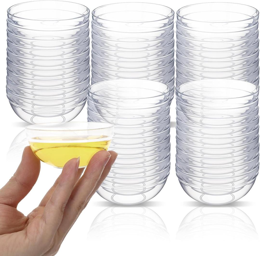 50 Pcs 3 oz Mini Clear Plastic Bowls, Ingredient Bowls For Prep Clear Sauce Bowl for Dipping Sauce, Salads, Ice Creams, Fruit, Desserts, Parfaits, Snacks