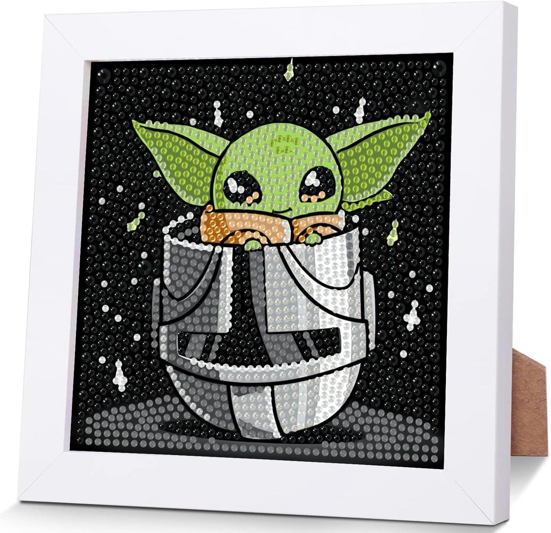 Cartoon Diamond Art Kits for Kids with Frame- Small Diamond Art Painting Kits for Kids Ages 4-8 for Home Decor Present 7x7 Inch