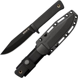 COLD STEEL SRK Compact 5" SK-5 Clip Point Razor-Sharp Blade 4.5" Durable Kray-Ex Handle Tactical Fixed Blade Knife w/Secure-Ex Sheath
