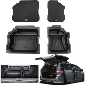 For 2025 2023 Toyota Sienna Trunk storage box for Toyota Sienna 2025-2021 Trunk Cargo Organizer Insert Rear Storage -Portable Car Storage with Lid sorting storage box