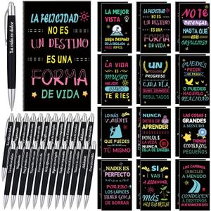 Sayglossy 48 Pcs Spanish Employee Teacher Appreciation Gifts Bulk Inspirational Notebooks with Pens Nurse Thank You Graduation Rewards Coworker Staff Women Men Regalos Cristianos Para Mujer En Español