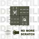 Acacia Wood Decking Tiles 9PCS - Easy Snap Interlocking Deck Tiles for Patio Poolside Balcony Decor - All Weather Waterproof Flooring for Indoor & Outdoor (Round Joints) (9 Pcs - 8.7 Square Ft, Muted Green-12 Slats)