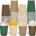 100 Pcs Green Brown Paper Cups 9oz Woodland Themed Disposable Cup Gradient Color Drinking Cup for Cold Hot Drinks Birthday Bride Shower Supplies