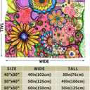 Hippie Art Flowers Throw Blankets Ultra Soft Fleece Blanket for Sofa Couch Camping Travel Lightweight & Warm Bed Blanket for All Seasons Home Decor, 40"X30"