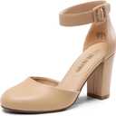 DREAM PAIRS Women's High Heel Ankle Strap Closed Toe Chunky Wedding Pumps Shoes (Size 8)
