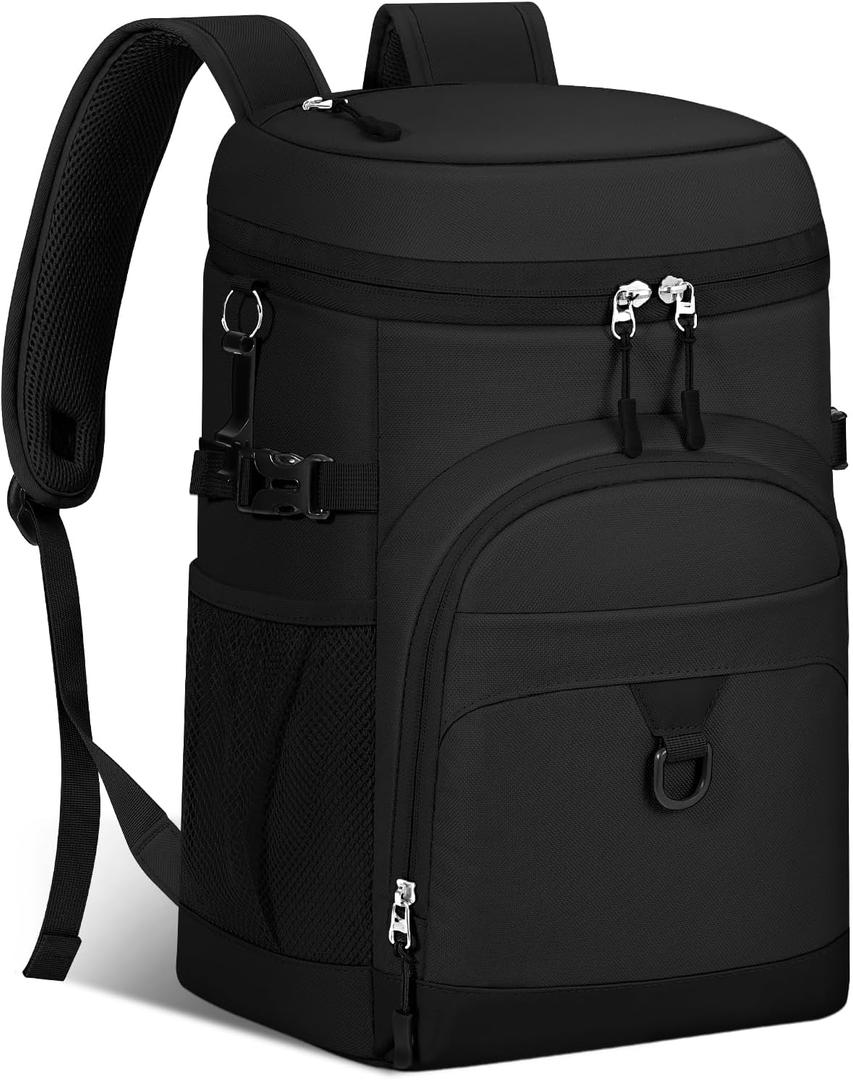 Cooler Backpack, 22L Waterproof Soft Backpack Coolers Leak Proof Beach Backpack Insulated Picnic Lunch Bag for Fishing Camping,Beach,Hiking,Travel (Black)