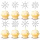 Arthsdite 24pcs Snowflake Cupcake Toppers Winter Theme Snowflake Cupcake Picks Baby Shower Kids Birthday Christmas Party Cake Decorations Supplies - Silver Glitter (Ad-21-401-fp3)
