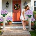 Artificial Handmade Geraniums with Flowers Scent 2 Pots Pink White Purple Lavender Lifelike Faux Geraniums Bushes Fake Flowers for Wedding Party Home Office Indoor Outdoor Plants Decor