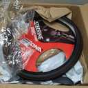 Auto Dynasty Steering Wheel Cover, Breathable Microfiber Leather Car Steering Wheel Protector with Red Stitching, Anti-Slip Inner Rubber Lining, [14 1/ 2 to 15 Inches] Universal Fit Cars Trucks SUVs