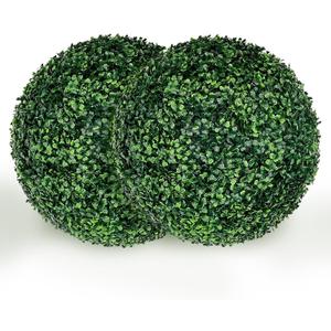 Artificial Plant Topiary Ball, UV-Anti 2 PCS 20 Inch 4-Layer Leaf Faux Boxwood Decorative Balls for Wedding, Balcony, Garden, Backyard and Indoor & Outdoor Greenery Home Décor