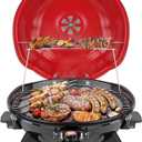 Electric BBQ Grill Techwood 15-Serving Indoor/Outdoor Electric Grill for Indoor & Outdoor Use, Double Layer Design, Portable Removable Stand Grill, 1600W (Countertop BBQ Grill)