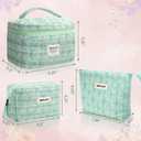 Makeup Bag, Large Cosmetic Bag, Big Floral Make Up Bag for Women Girls (Blue)