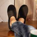 VeraCosy Men's Moccasin Slippers Comfy Soft Durable Slip-on Indoor Memory Foam House Shoes Matt Black,13-14 US