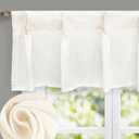 DriftAway Pinch Pleat Valance for Kitchen Window Linen Textured Valance for Living Room Farmhouse Semi Sheer Linen Curtain Valance Window Treatment Back Tabs 50 Inches by 16 Inches Light Linen