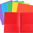 3 x Plastic Folders with Pockets, （6 Colors Pack） 2 Pocket Folder