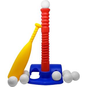 Fun Kids T-Ball Set/Tee Ball - Toddlers and Kids Adjustable Batting Tee Game W/ 10 Balls. Develops and Improves Baseball, Softball, Skills - Sports Toy for Boys and Girls, Children All Ages