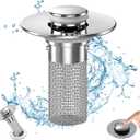 Bathroom Sink Drain Strainer, Pop Up Sink Drain Filter with Removable Stainless Steel Filter Basket Hair Catcher, Bathroom Sink Drain Stopper, for Us Bathroom Sink Stopper Replacement (1pcs)