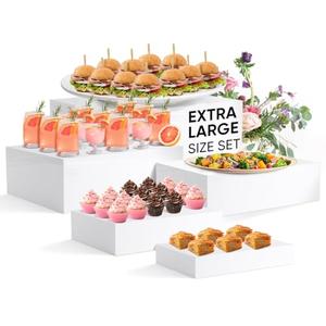 YOPPIX 15.7" Extra Large Size Buffet Risers, Food Risers for Buffet Table, Display Stand Shelf for Catering Dessert Collectibles Jewelry Figures Show, Acrylic Cube Display Nesting Risers