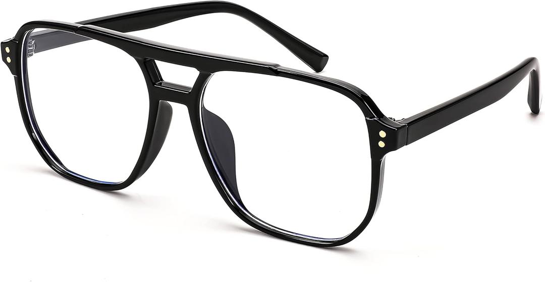 FEISEDY Blue Light Blocking Glasses Fake Nerd Clear Square Computer Lightweight Pilot Glasses Frame Oversized B2866
