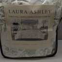 Laura Ashley Home - Queen Duvet Cover Set, Reversible Cotton Bedding, Includes Matching Shams with Bonus Euro Shams & Throw Pillows (Natalie Green, Queen)