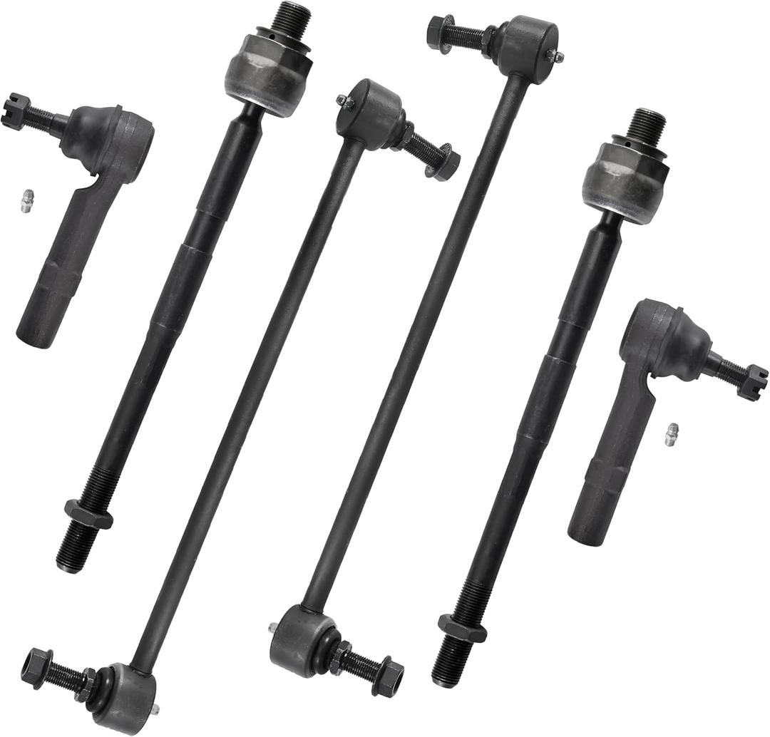 ASTARPRO - 6pc Front Tie Rods Kit Replacement for Chevrolet Traverse Buick Enclave GMC Acadia Limited Saturn Outlook, 4 Suspension Outer & Inner Tie Rod Ends 2 Sway Bar Links