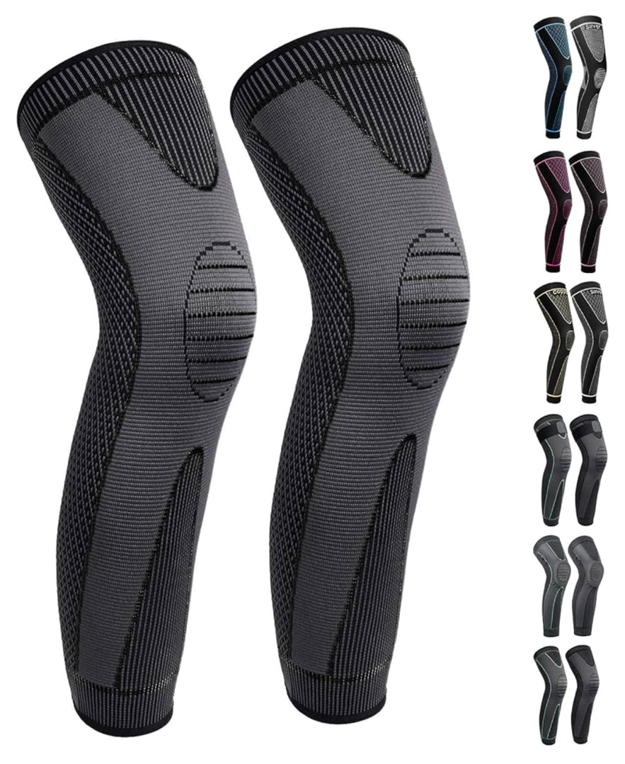 Full Leg Sleeves Long Compression Leg Sleeve Knee Sleeves Protect Leg, for Man Women Basketball, Arthritis Cycling Sport, Size Medium