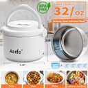 Aotto Electric Lunch Box, 32 oz Portable Food Warmer Heater, Lunch Warmer Portable for Work/Office/Car/Travel 12V/24V/110V 3-in-1, Warming Soup & Meal, Spill-Free, Men & Women's Gifts, White