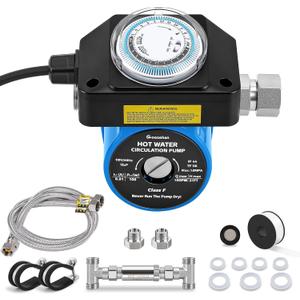 Instant Hot Water Recirculating Pump with 304 Stainless Steel Sensor Valve for Tank Water Heaters Circulator pump with Timer Recirculating System with Complete Kit 20'' PEX Supply Lines