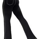 VOOVEEYA Women's Bootcut Leggings - Bootleg Yoga Pants Flare with 4 Pockets,Tummy Control High Waisted Casual Dress Pants (X-Large)