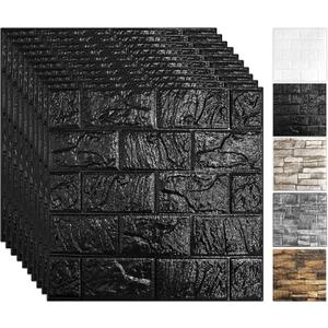 33 Pcs 3D Wall Panels Peel and Stick, 7mm Thickened 3D Wall Panel Foam Brick 11.8 * 11.8 in 3D Imitation Brick Wallpaper Stone Wall Panel Foam Brick Self-Adhesive Wallpaper