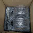 Gezzeny Vintage Coffee Mugs with Saucers 14 Oz Set of 2 Embossed Glass Cups, Tea Cups, Glass Coffee Cups for Cappuccino, Latte,Cereal, Beverage Birthday Valentine's Day Gifts One Missing Plate