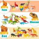 JOYIN 69 Pcs Small Animal Figures, Mini Jungle Toy Set with Sensory Bin, Realistic Wild Forest Playset, Zoo, Ocean, Farm Animals Figurines, Dinosaur Party Favors, Easter Gifts for Boys and Girls 3-5