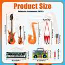 24 Pcs Inflatable Instruments Party Props Set Inflatable Guitar Microphone Saxophone Bass Recorder Piano Theme Rock Decorated Vintage Period Party