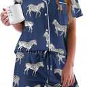 Ekouaer Pajamas Set for Women Short Sleeve Sleepwear Button Down Pjs Soft 2 Piece Lounge Sets XS-XXXL (L)