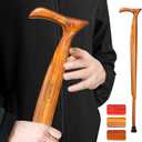 Wooden Walking Cane for Men and Women -Natural Solid Wood, 3 Rubber Tips, Heavy Duty, with Travel Bag- Wooden Walking Stick, Ergonomic Canes for Seniors Unisex Walking Canes