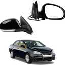Dasbecan Passenger Side Mirror Compatible with 2005-2010 Volkswagen Jetta Right Door Mirror With Turn Signal Light Manual Folding Power Heated Adjustment Glass Replace# 8610331 (7pin) Black Cover