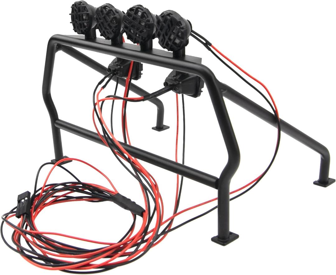 ShareGoo Metal RC Roll Cage Bucket Rolling Cage with LED Light Compatible with Axial SCX10 D90 Tamiya CC01 RC4WD Trail 1/10 RC Rock Crawler