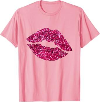 Gifts Vintage Sexy Pink Lipstick Beauty Kiss Lips T-Shirt, Small