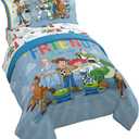 Jay Franco Kids Comforter Set Includes Sheets and Pillow Cover - Soft and Cozy Bed Set for Stylish Room Decor, Blue - Toy Story, 7 Piece Full