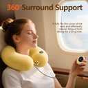 Inflatable Massage Travel Pillow 6-Mode Adjustable Vibration, Soft Neck Support Cushion for Airplane, Car, Office & Home, Easy to Inflate & Carry