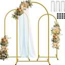 Hemmotop Metal Arch Backdrop Stand Set of 3, 6FT, 5FT, 4FT Party Arch Stands for Wedding, Birthday, Baby Shower, Bridal Shower - Balloon Arched Frame for Garden Decor, Gold Floral Arches, 3 Pieces